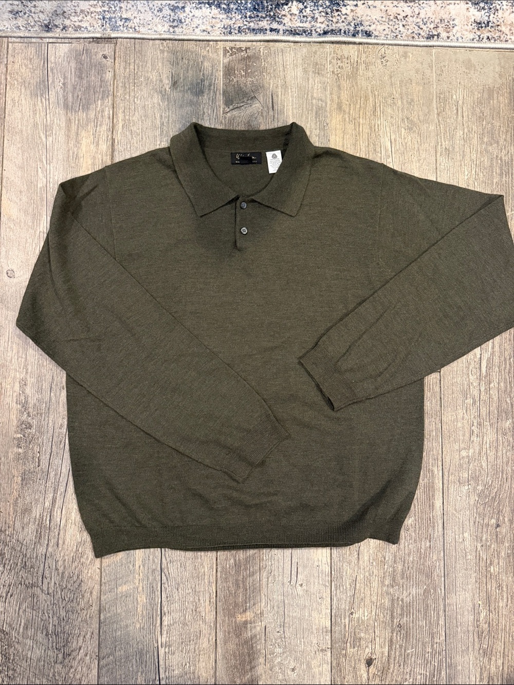 Walter Hagen Olive Polo V-Neck Long Sleeve Sweater